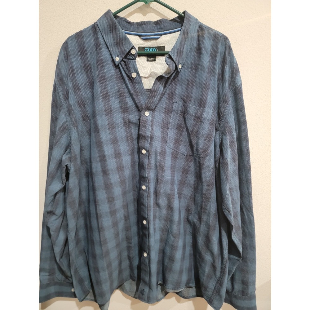 Cody James Core Blue Button Down Long Sleeve‎ Western Plaid Cowboy Shirt XXL